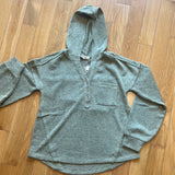 Quarter button knit hoodie sweater