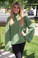 High Neck Side Opening Sweater Top