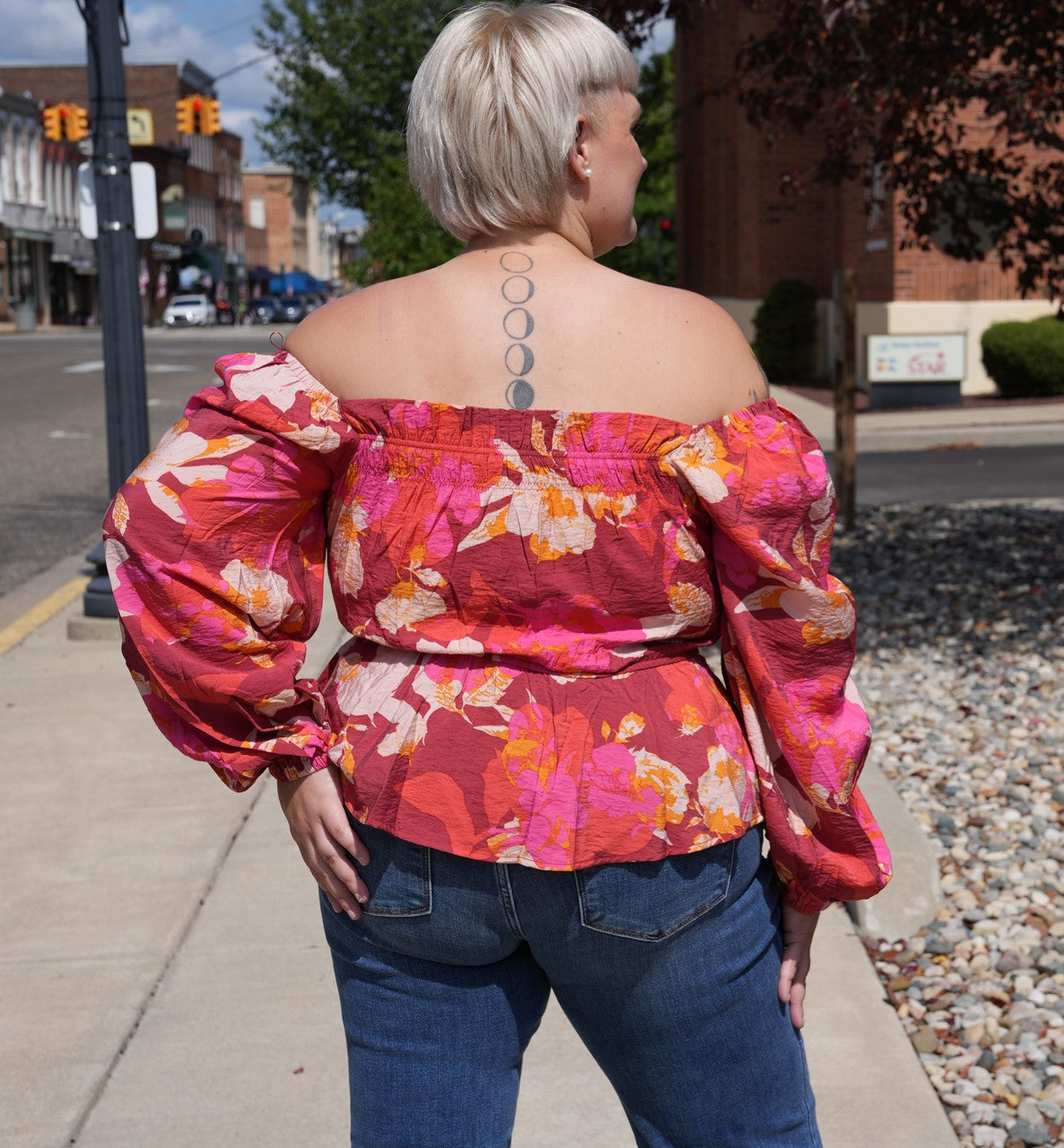 Balloon Sleeve Peplum top - Floral