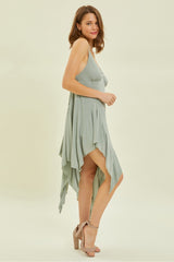 Ruffled Cami Flare Dress with Asymmetric Hem