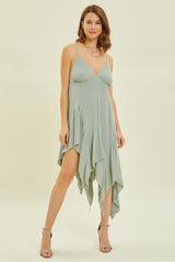 Ruffled Cami Flare Dress with Asymmetric Hem