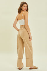 Mineral-Washed Cargo Style Wide-Leg Pants with Big Pockets