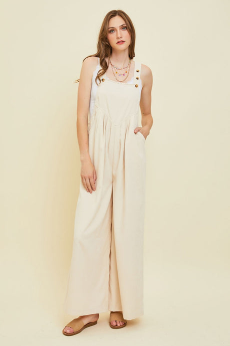 Soft Corduroy Easy Overall Jumpsuit in a Relaxed Fit and Wide Leg