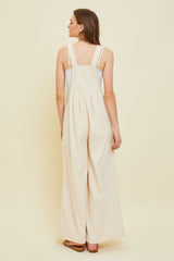 Soft Corduroy Easy Overall Jumpsuit in a Relaxed Fit and Wide Leg