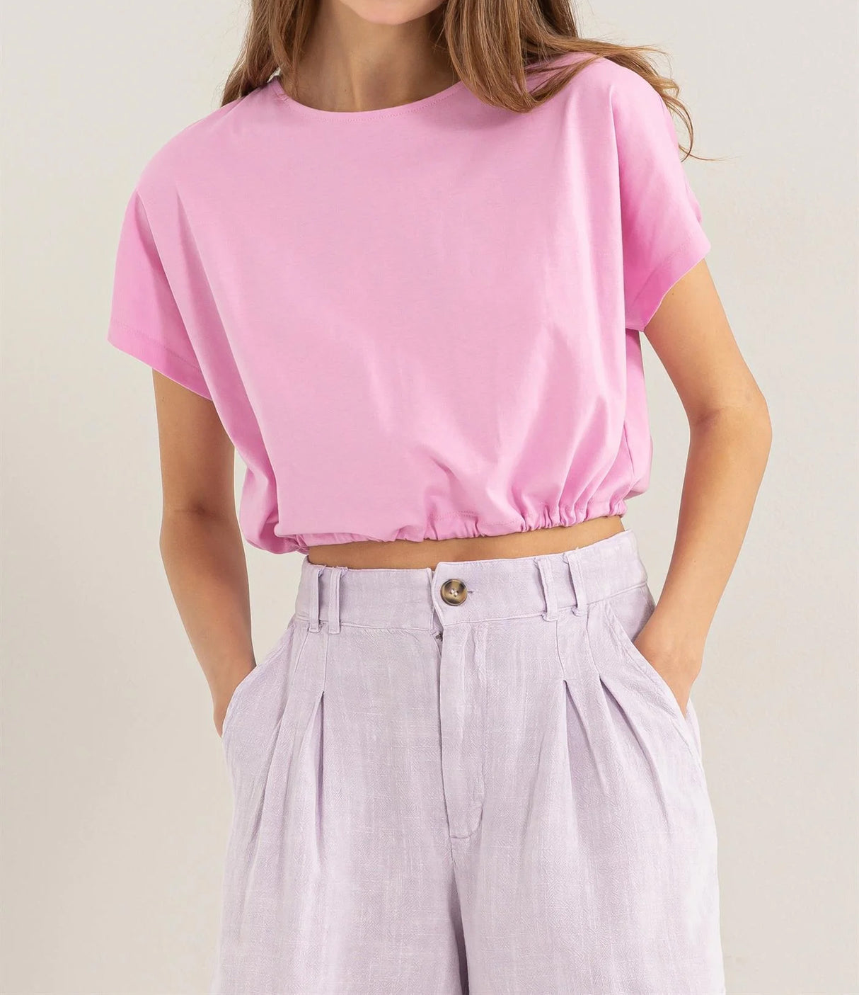 Drawstring Hem Crop Top