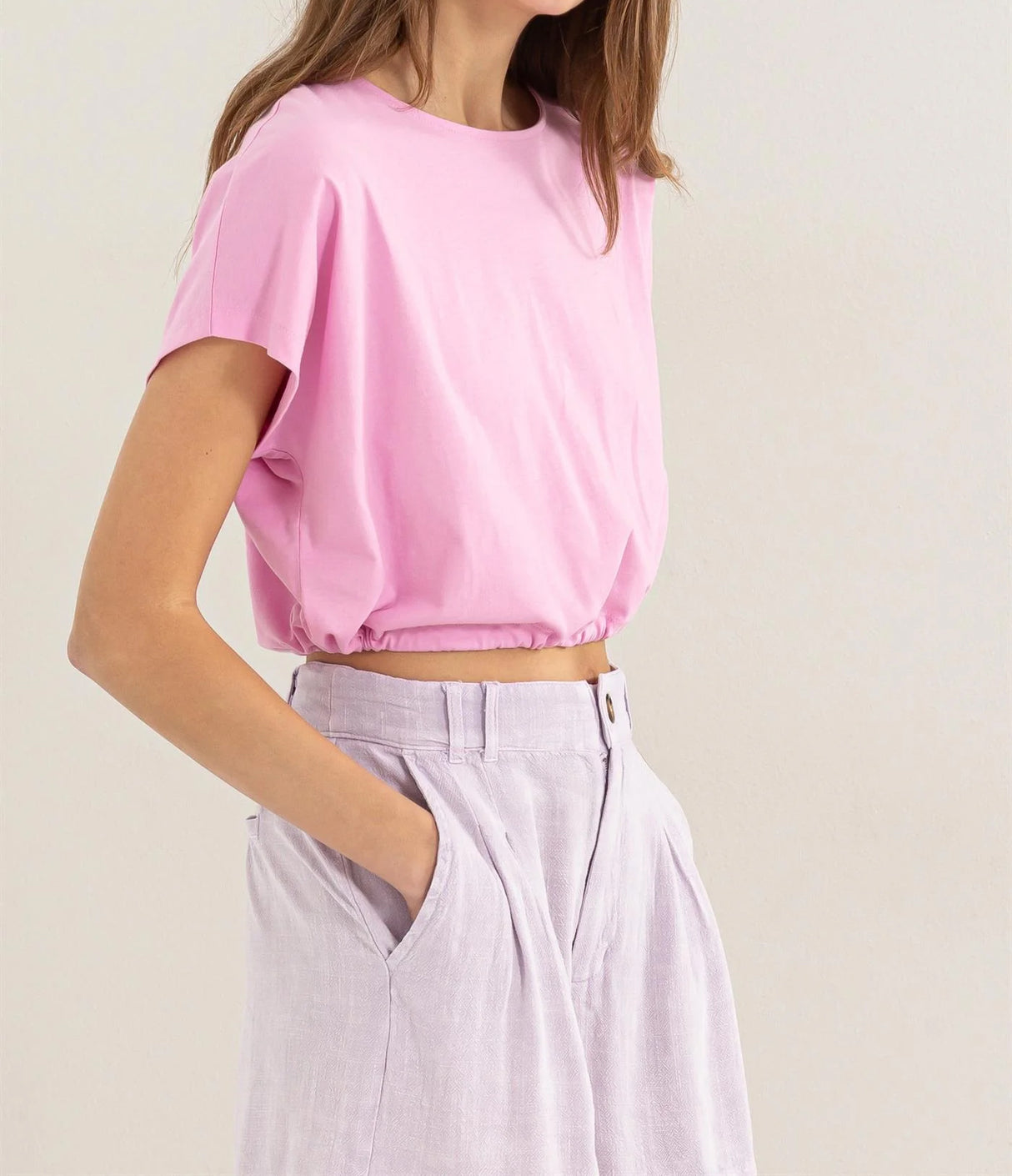 Drawstring Hem Crop Top