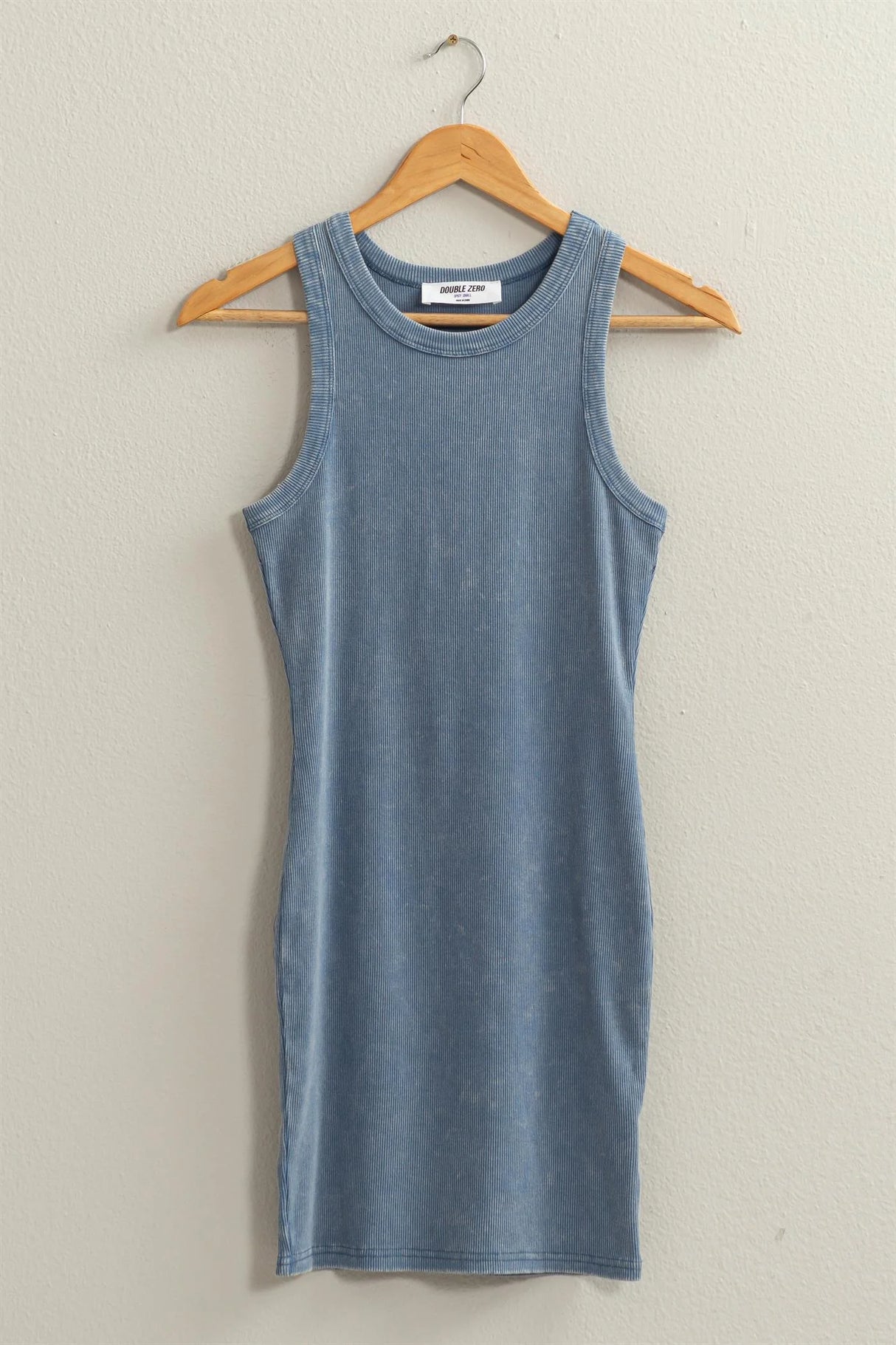 Acid Washed Ribbed Mini Dress