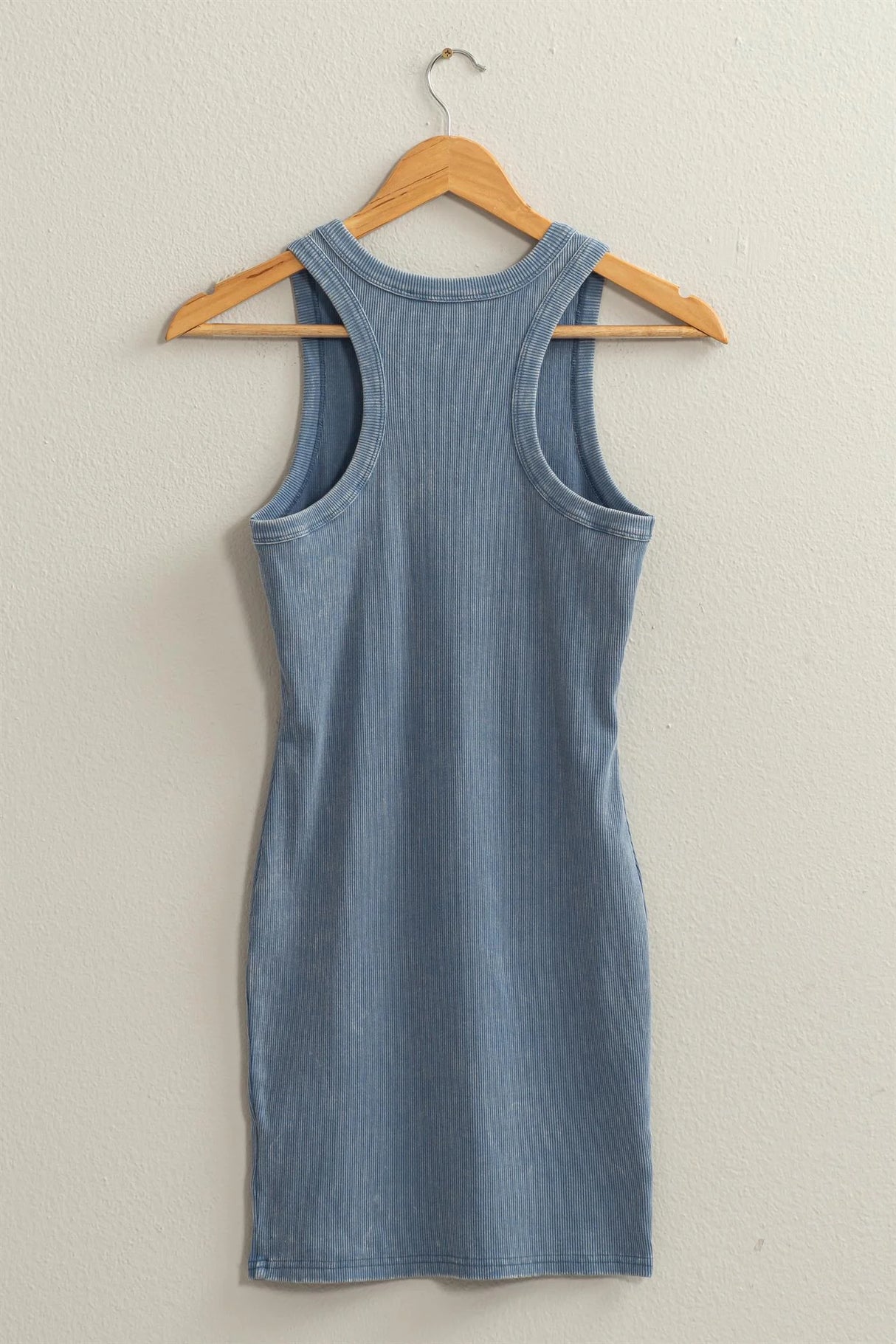 Acid Washed Ribbed Mini Dress