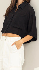 Easygoing Babe Short Sleeve Cropped Shirt