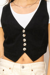 Linen Blended Button-Front Vest