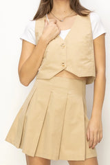 Vest and Pleated Skirt Set