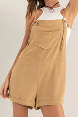 Linen Blend Overall Shorts