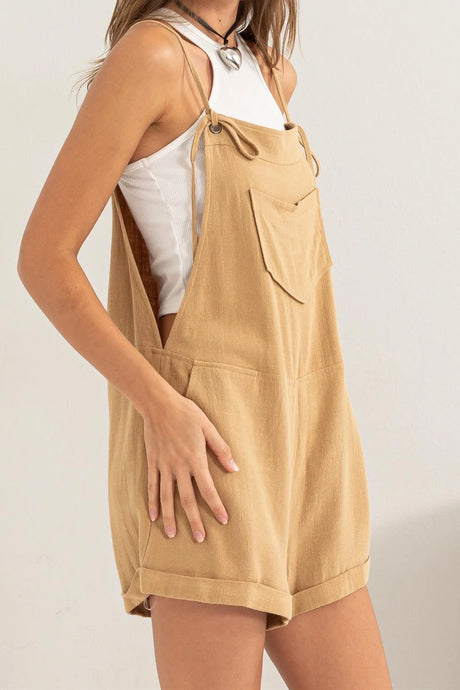 Linen Blend Overall Shorts