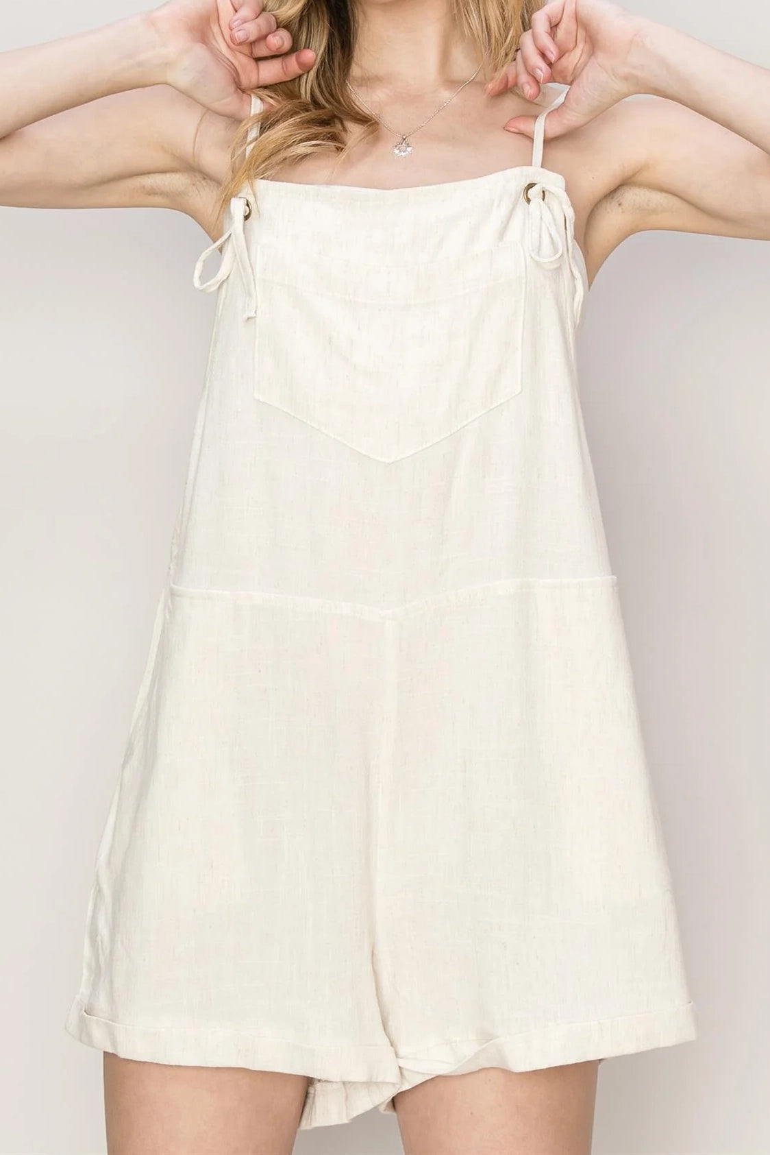 Linen Blend Overall Shorts