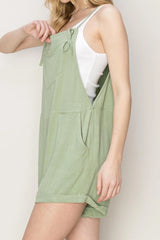 Linen Blend Overall Shorts