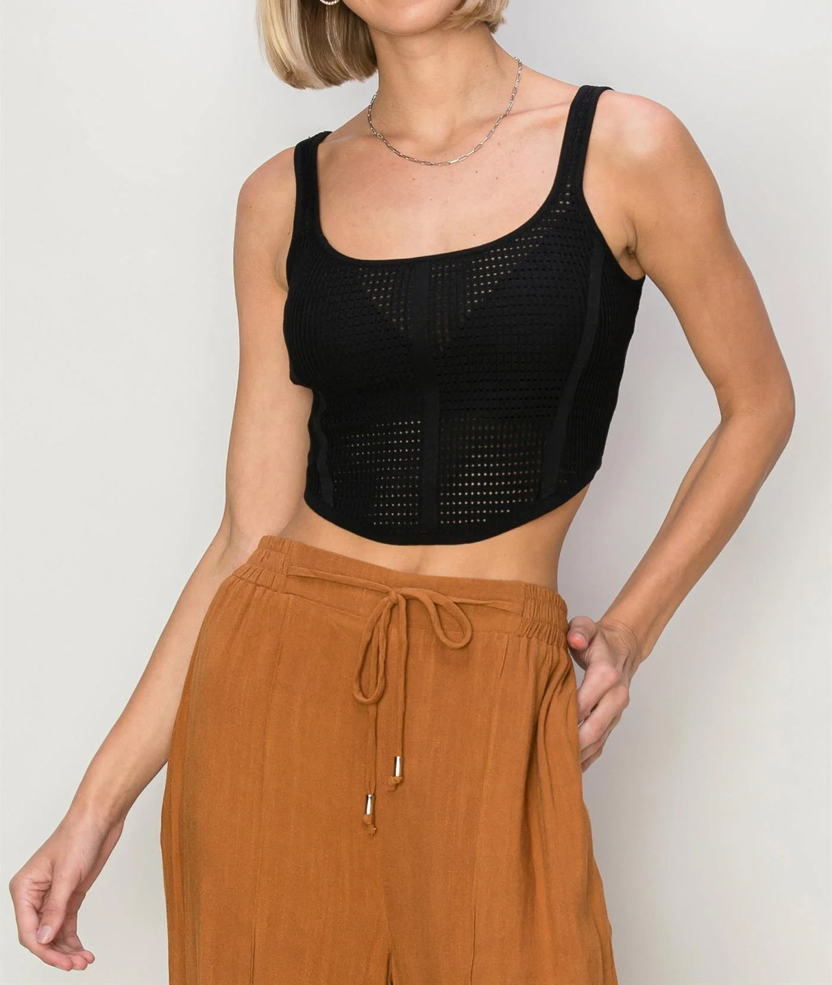 Textured Knit Bustier Tank Top