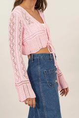 Pointelle Crochet Crop Top