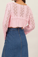 Pointelle Crochet Crop Top