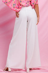 Faux Wrap Wide Pants with Slit