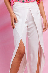 Faux Wrap Wide Pants with Slit