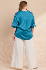 Faux Wrap Wide Pants with Slit