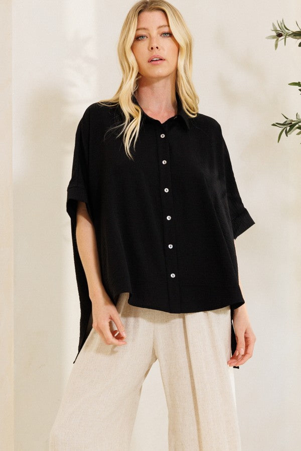 Solid Woven Oversized Shirt