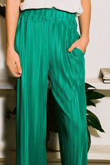 Pleated Satin Straight Long Pants