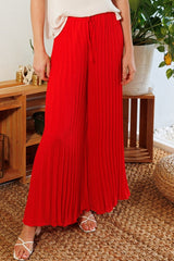 Woven Solid Pleats Maxi Pants