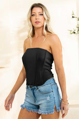 Soft Rib Knit Crop Corset Top