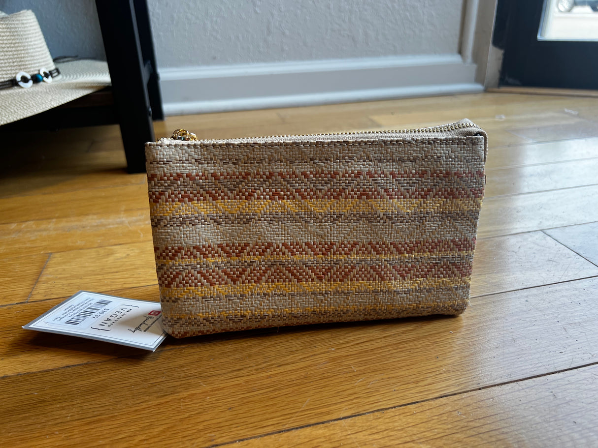 Riley Woven Straw 3 Compartment Crossbody/Wristlet