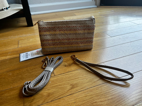 Riley Woven Straw 3 Compartment Crossbody/Wristlet