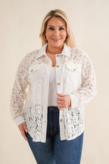 Sheer Lace Button Up Shacket