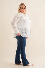 Sheer Lace Button Up Shacket