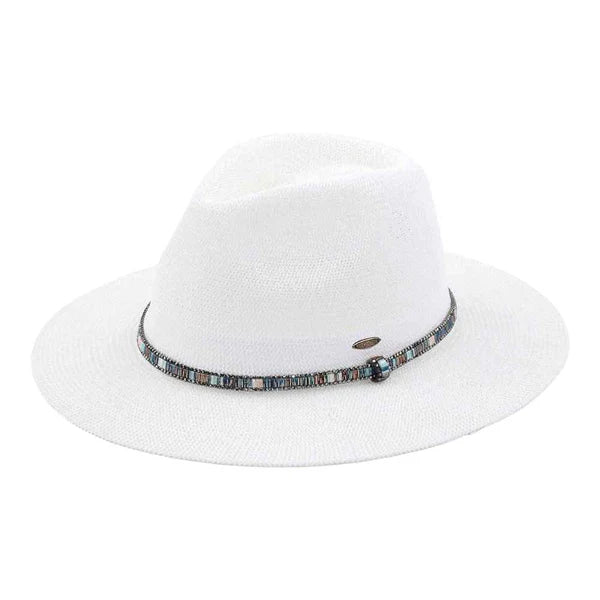 Panama Hat with Multi Thread and Rhinestone Trim Band