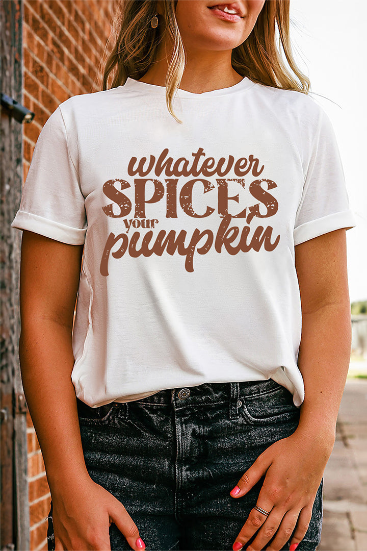 White "Whatever Spices Your Pumpkin" Graphic Tee