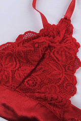 Romantic Love Fiery Red Lace Bralette Lingerie Set