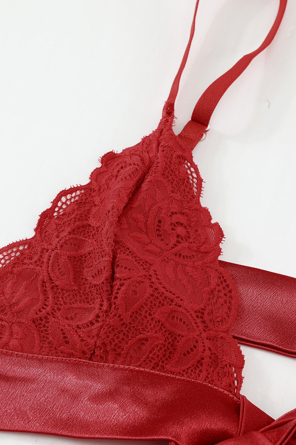 Romantic Love Fiery Red Lace Bralette Lingerie Set