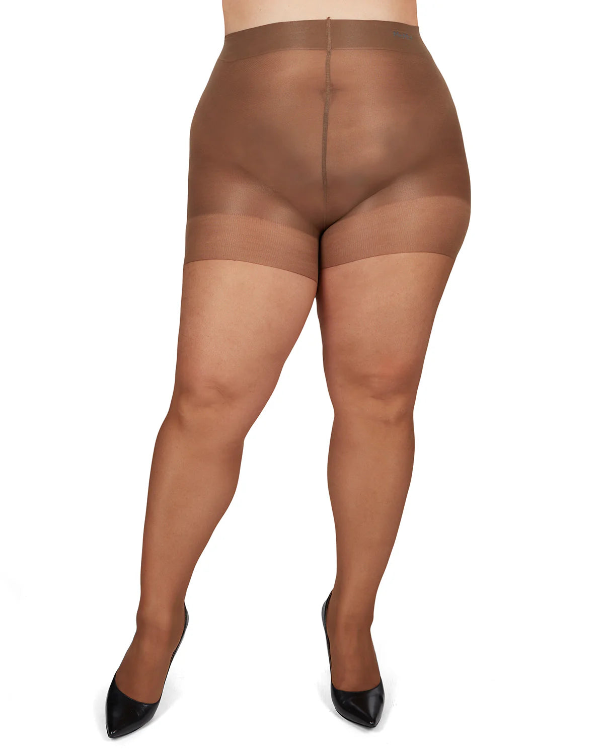 Plus Size Curvy Silky Sheer Control Top Pantyhose