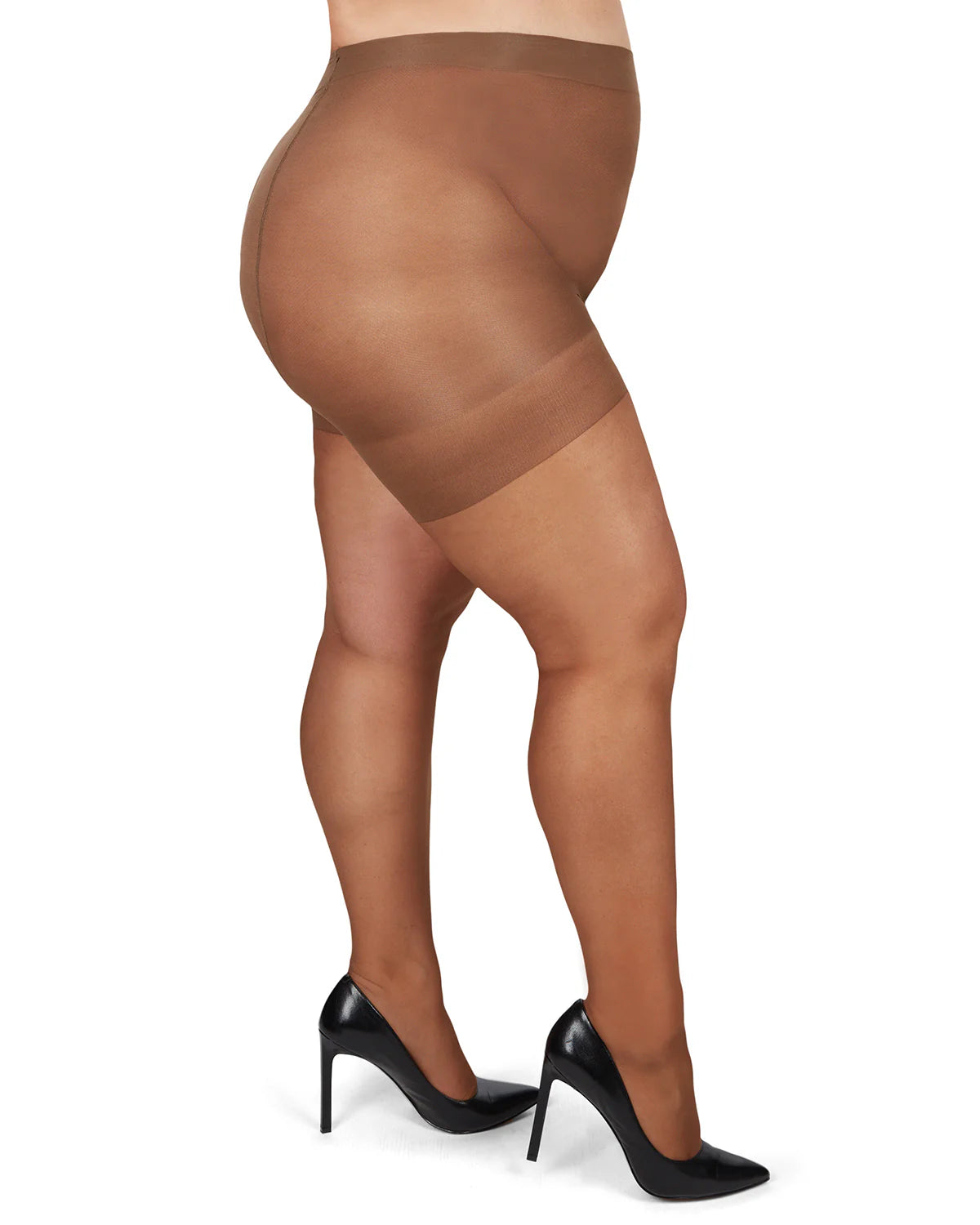 Plus Size Curvy Silky Sheer Control Top Pantyhose