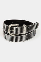 Black Striped Rhinestone Pave Belt