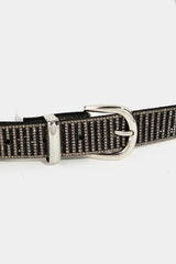 Black Striped Rhinestone Pave Belt