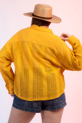 Long Sleeve Crochet Button Down Shacket