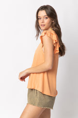 Ruffle Sleeve V Neck Knit Top