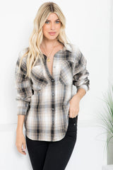 Oversized Plaid Linen Blend Shirt