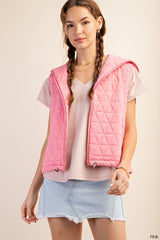 Hooded Lined Side Pocket Sleeveless Outerwear Vest