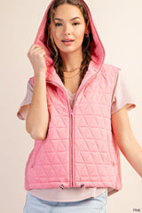 Hooded Lined Side Pocket Sleeveless Outerwear Vest