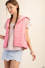 Hooded Lined Side Pocket Sleeveless Outerwear Vest