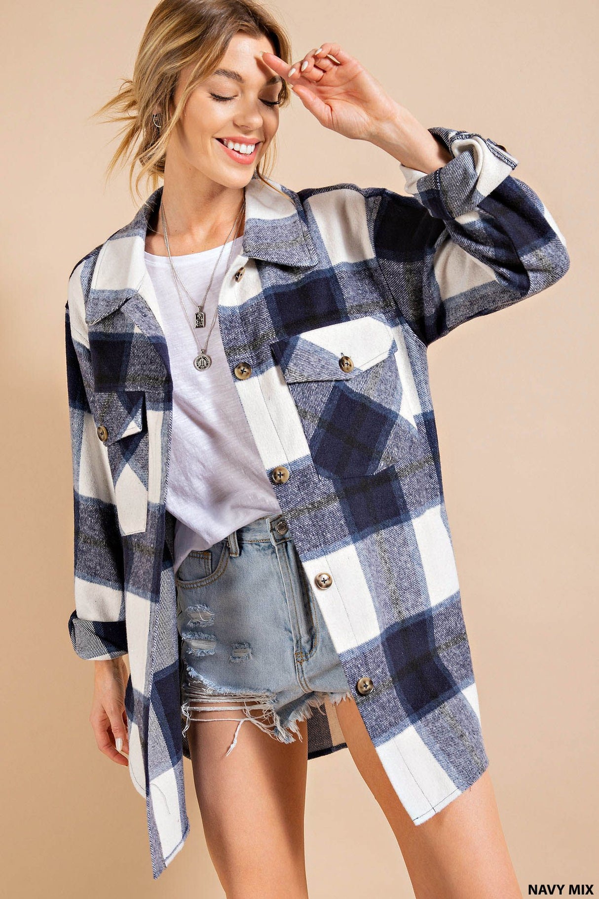 Brushed Plaid Button Down Flannel Shirt