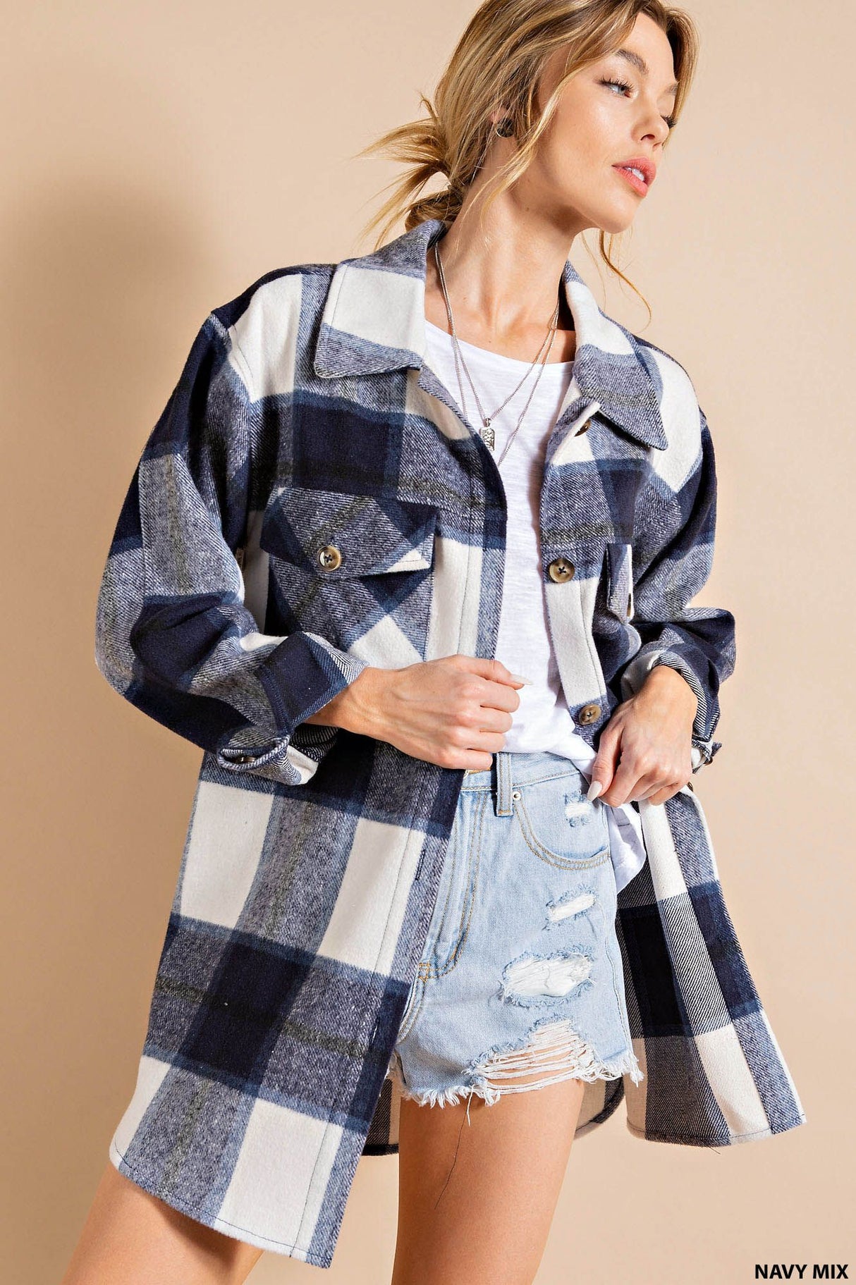 Brushed Plaid Button Down Flannel Shirt