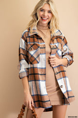 Brushed Plaid Button Down Flannel Shirt